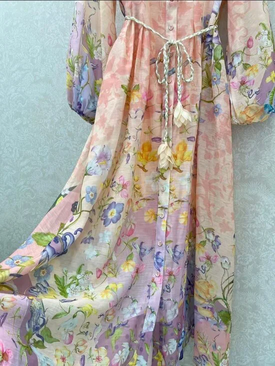 Zimmermann Women Floral V-Neck Long Dress - Picture 7 of 8